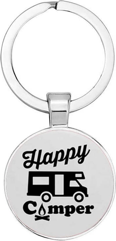 Akyol - Happy camper Sleutelhanger - camper - kampeerders - leuke cadeau voor mensen die graag kamperen - verjaardag - 2,5 x 2,5 CM