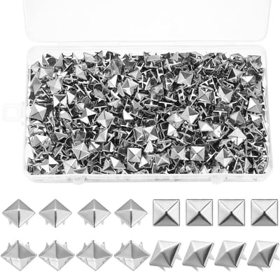 600 Stuks Vierkante Metalen Nietjes voor Leer, DIY Pyramid Studs en Rivets voor Kleding, Tassen en Accessoires
