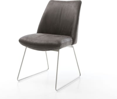 Gestoffeerde-stoel Elso-Flex slipframe roestvrij staal microvelours antraciet vintage pocketveer kern