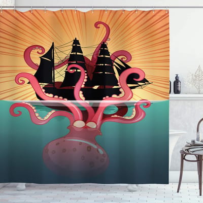 ABAKUHAUS Oceaan douchegordijn – Koraalzeevolk – 175x200 cm – Meerkleurig