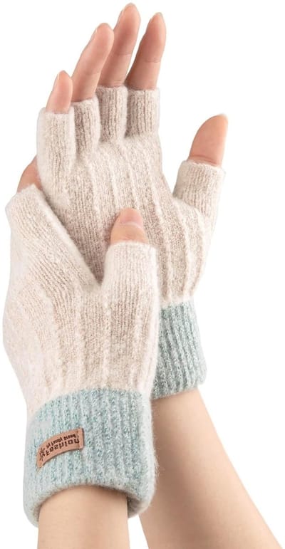Allecto - Vingerloze handschoenen - Winterhandschoenen voor dames - Warme gebreide wanten - Meerkleurig - Typen en autorijden - Geschikt voor koude...