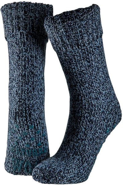 Apollo Wollen huissokken/slofsokken voor mannen - donkerblauw - anti slip sokken - cadeau - warme winter sokken 43-46