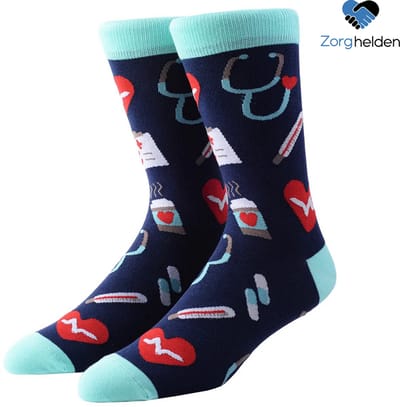 Zorghelden® Verpleegkundige sokken "Blue Vibe" - Zuster sokken - Verpleegkundige cadeau - Verpleegkundige accessoires - Medische sokken - Nurse sokken