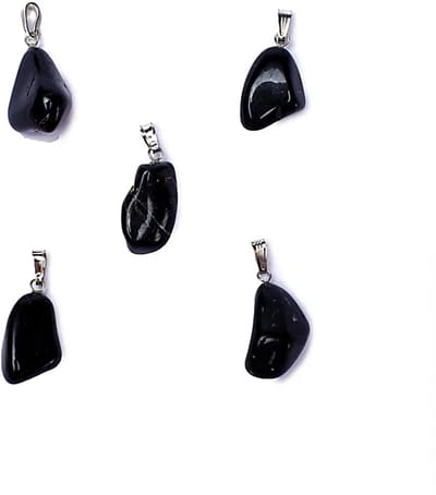 Zwarte onyx edelsteenhanger met geboord oogje