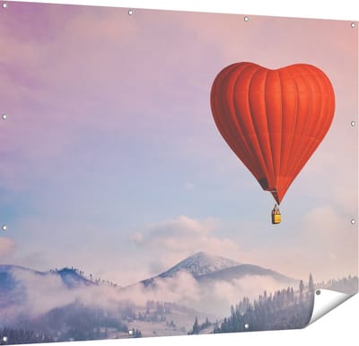Gards Tuinposter Luchtballon in de Vorm van een Hart - 150x120 cm - Tuindoek - Tuindecoratie - Wanddecoratie buiten - Tuinschilderij