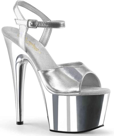 Pleaser Sandaal met enkelband -35 Shoes- ADORE-709 Zilverkleurig