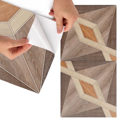 Tulup Meubelfolie - Houten patronen Meubelfolie Zelfklevend - 75x150 cm - Bruin Meubelfolie - Wrapfolie Keuken - Geometrische Meubelfolie - Decoratiefolie - Tafeldecoratie - Geometrie