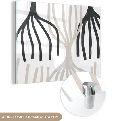 MuchoWow® Glasschilderij 120x90 cm - Schilderij acrylglas - Lijn - Pastel - Abstract - Patronen - Foto op glas - Schilderijen