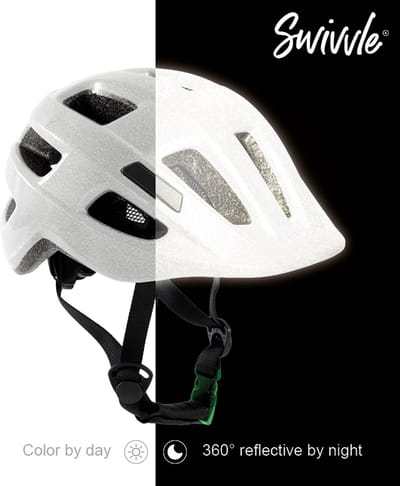 Swivvle® Fietshelm Kind Maat XS 48 – 50 cm – 360° Reflecterend – CE EN1080 – Inclusief Groene Gesp Sluitingssysteem