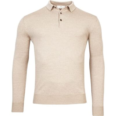 Thomas Maine Trui Pullover Polo Collar Merino Wool Single Knit Kitt / male
