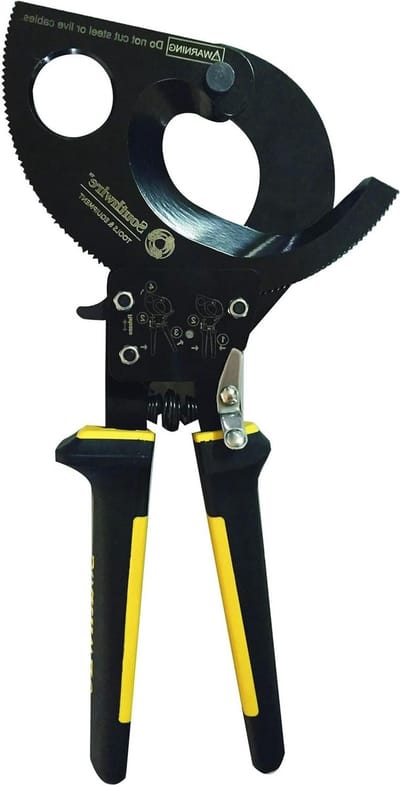 Southwire 58277740 Gereedschap en uitrusting CCPR400 Heavy Duty Compact Ratcheting Kabelsnijders met Comfort Grip Handvatten, Gemakkelijk te gebruiken Quick Release Hendel, Stalen Bladen, 750 kcmil