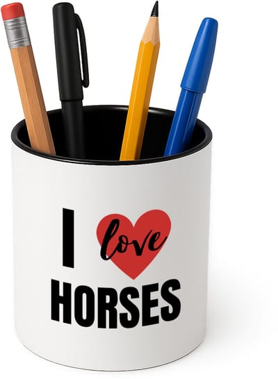 Hacebo® - I love horses Pennenbakje - Paarden - paarden liefhebbers - pennenhouder - verjaardagscadeau - kado - gift - Pennenbakje zwart