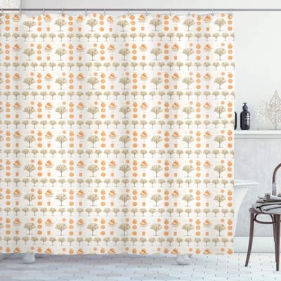 ABAKUHAUS botanisch douchegordijn – 175 x 200 cm – Polyester, Oranje