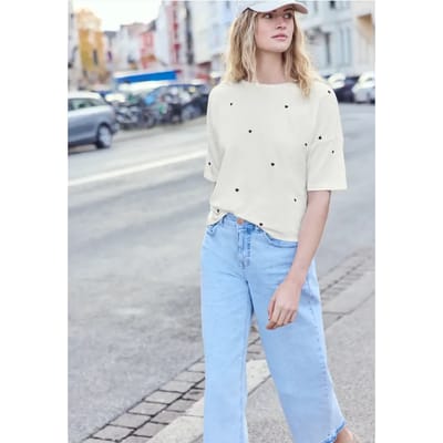 Shirt met ronde hals en hartjesprint