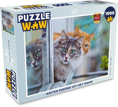 Puzzel Kat - Raam - Katten - Legpuzzel - Puzzel 1000 stukjes volwassenen
