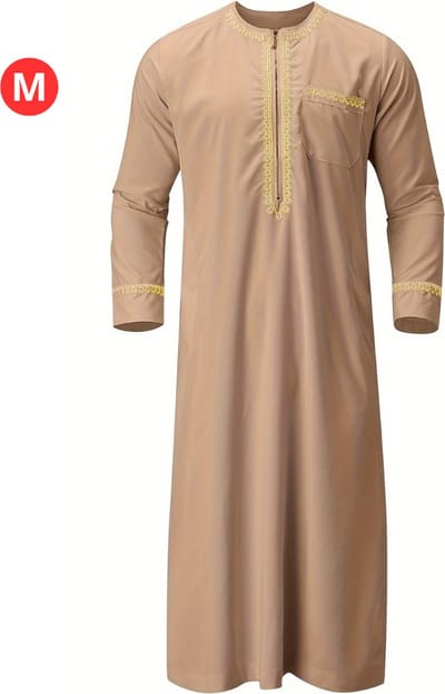 Bovista Djellaba - Kaftan - Heren - Arabisch - Mannen - Moslim Kleding - Islamitische Kleding - Alhamdulillah - Khaki M