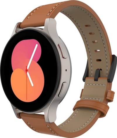 Cazy horlogebandje geschikt voor Samsung Galaxy Watch Bandje (Timeless Leather) - Smartwatchbandjes - Universeel bandje geschikt voor Samsung Galaxy Watch 7 / Watch 6 / Watch 5 / Watch 4 / Watch FE - Bruin