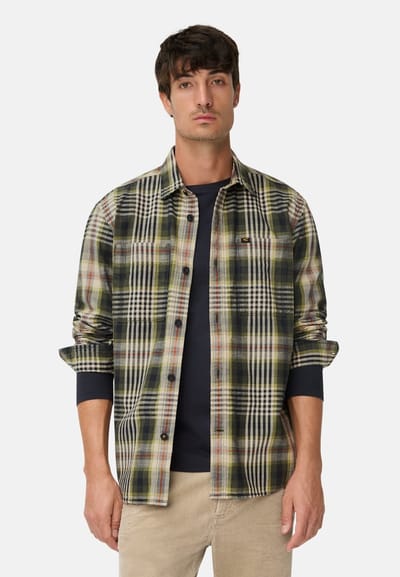 camel active Shirt met lange mouwen kentkraag en borstzakken - Maat menswear-M - Mossteen