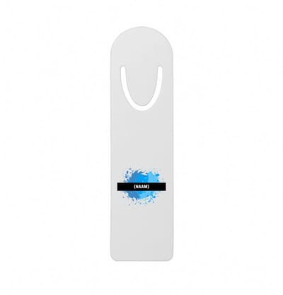 Hacebo® - blauwe verfvlek met eigen naam metalen boekenlegger - Kunst - kunstenaars/kunstenaressen - verjaardag - mensen die houden van verven - cadeau - kado - geschenk - gift Bladwijzer boekenleggers - 12.7 cm x 3.2cm