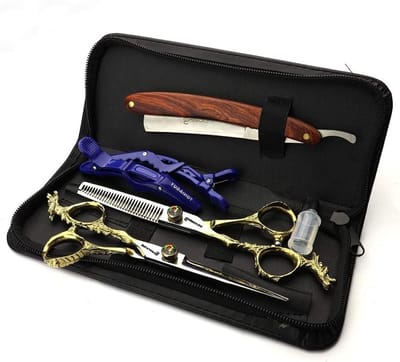 Professionele Kappersschaar en Verfijnschaar Set, Scheermes Schaar en Draagbare Scharen voor Haarstyling