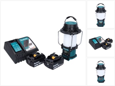 Makita DMR 055 RT accu-radio 18 V FM met lantaarn 360° zaklamp + 2x accu 5,0 Ah + oplader