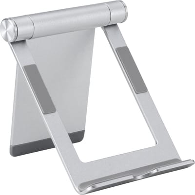 Deltaco Foldable phone/tablet stand in aluminum non-slip universal adjustable silver