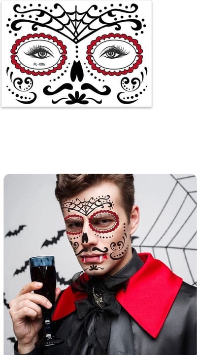 Akyol - tattoo - tattoe - Halloween - tattoo gezicht - gezichts tattoo - kerst - carnaval - tattoo voor je gezicht - schrikken - verkleden - trick or treat