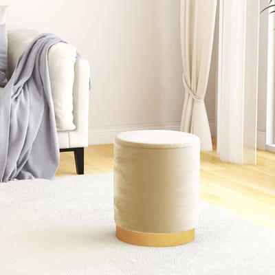 vidaXL - Hocker - met - opbergruimte - rond - fluweel - 31 - x - 37 - cm - abrikooskleurig