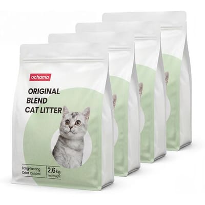 ochama 4-in-1 Gemengde Kattenbakvulling, 2,6kg x 4 verpakkingen, nieuwe/oude verpakking willekeurig verzonden, bentoniet- en tofumateriaal,