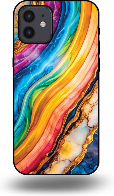 Smartphonica Telefoonhoesje Geschikt voor iPhone 12/12 Pro met Regenboog Goud Marmer Opdruk - TPU Backcover Case Rainbow Gold Marble Design geschikt voor iPhone 12;iPhone 12 Pro