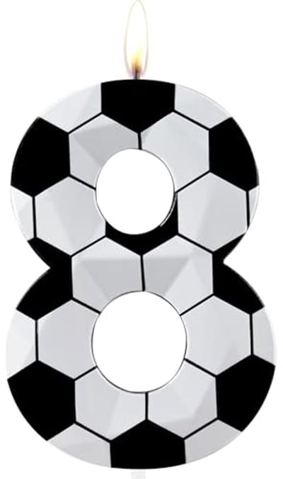 Dailygoods- Kaarsen Voetbal Thema - 8e Verjaardag Kaarsen - Cake Topper Decoratie - Premium Wax - 3D Diamant Ontwerp - Eenvoudig te gebruiken - Taartdecoratie