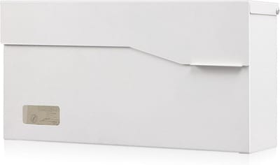 Moderne Wandmontage Brievenbus voor Buiten - Grote Stalen Pakketdrop Box in Wit (35 x 10 x 10 cm)