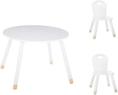Kinderzithoek Wit Tafel en 2 Stoelen Set Duurzaam Hout