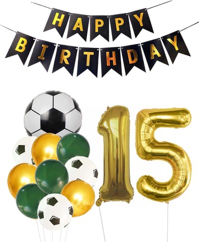 Cijfer Ballon 15 | Snoes Champions Voetbal Plus - Ballonnen Pakket | Groen en Goud