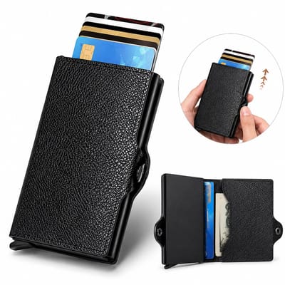 Helin Life unisex portemonnee - Uitschuifbare portemonnee - Creditcardhouder - RFID-beveiliging - Geschikt voor bankbiljetten en pasjes - Zwart