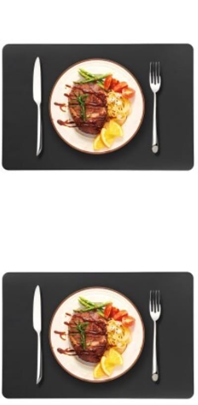 Placemats en onderzetters - Set van 2 - Geïsoleerde PU-leren placemats - Waterdicht - Wasbaar - Placemats voor keuken, binnen, buiten, feest -45*30cm-Zwart