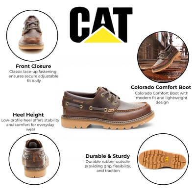 CAT (Caterpillar) Heren Bruine Leren Wandelschoenen - Colorado Boat-Mid