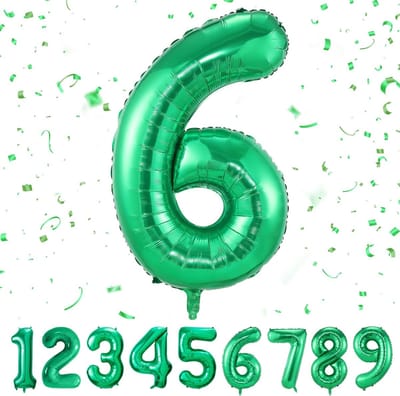 Jumbo Groene Folieballon Nummer 6 voor Kinderfeest - 101 cm Helium Ballon
