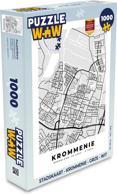 Puzzel Stadskaart - Krommenie - Grijs - Wit - Legpuzzel - Puzzel 1000 stukjes volwassenen - Plattegrond