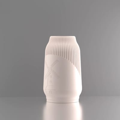 3d-gezellig Miranda met molen - Vaas - Beige - Maat 25 cm - Kunststof - Modern - Bloemenvaas -100% gerecycled PLA (bioplastic)