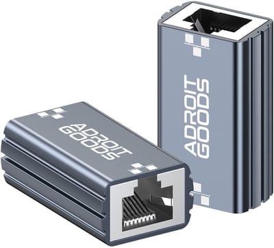 AdroitGoods RJ45 Ethernet Verlengstuk - 1 Gbps - Koppelstuk Internetkabel - Voor Cat 6/ Cat 5a - Netwerkconnector - 1 Stuk - Grijs