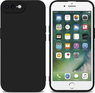 Cadorabo Hoesje geschikt voor Apple iPhone 7 PLUS / 7S PLUS / 8 PLUS in FLUID ZWART - Beschermhoes gemaakt van flexibel TPU silicone Cover Fluid Case