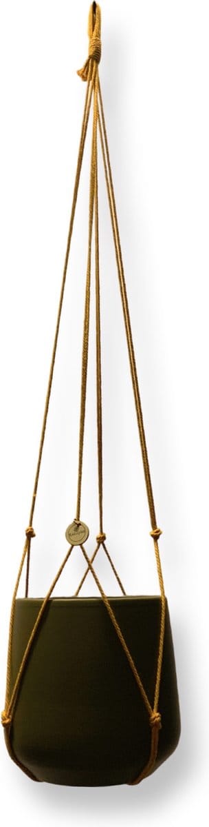 Plantenhanger Zonder Kwast - Kies Kleur en Lengte - Okergeel - 80 cm lang - Katoenkoord - Geschikt voor Pot met Diameter t/m 20 cm - Handgemaakt in ons Macramé Atelier - Prijs per Stuk - Let op: Exclusief Pot - Inclusief Verzendkosten