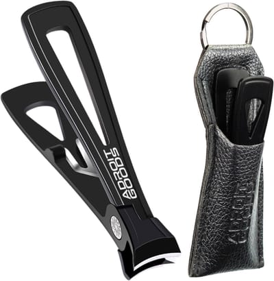 AdroitGoods Professionele Nagelknipper voor Dikke en Harde Nagels - Scherpe nagelknipper, Teennagelknipper, Heren- en Damesknipper - Zwart - Inclusief PU Lederen Hoes