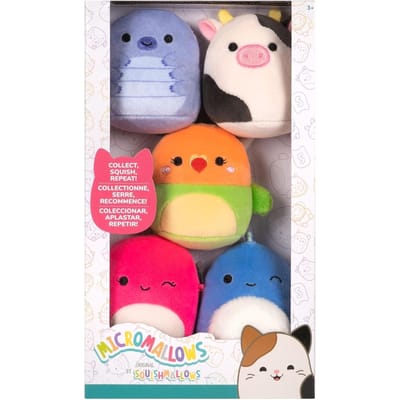 MICROMALLOWS - 5 Pack Plush Squishmallows (Tew, Connor, Plath, Brody, Lasla) 6cm