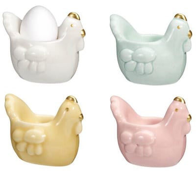 Bellatio Design Eierdopjes Kip - set van 8x - multi kleuren - porselein - 9 x 7 cm - voor ontbijt/brunch/pasen