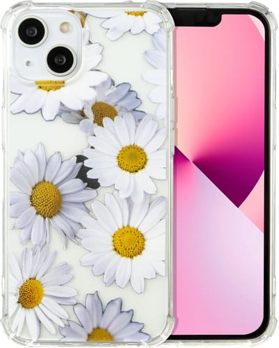 Casemania Hoesje Geschikt voor Apple iPhone 14 Plus - Daisy Bloem - Anti Shock Hybrid Back Cover met Printje