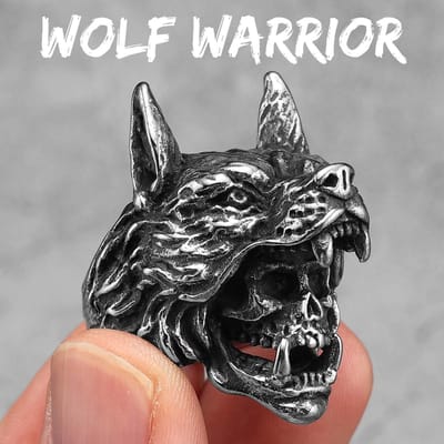 Roestvrij Staal Heren Ringen Viking Wolf Dier Schedel Punk Voor Vrouwen Biker Mode Sieraden Halloween Creativiteit Cadeau 12 gray