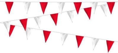 Vlaggenlijn Rood Wit - 20 meter | Zware kwaliteit stof
