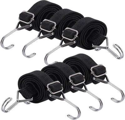 Spanrubber met Haken - Bagagespanners Expander - Vastzetten Transporteren - Extra Sterke Metalen Haken - 60 cm Breed - Zwart